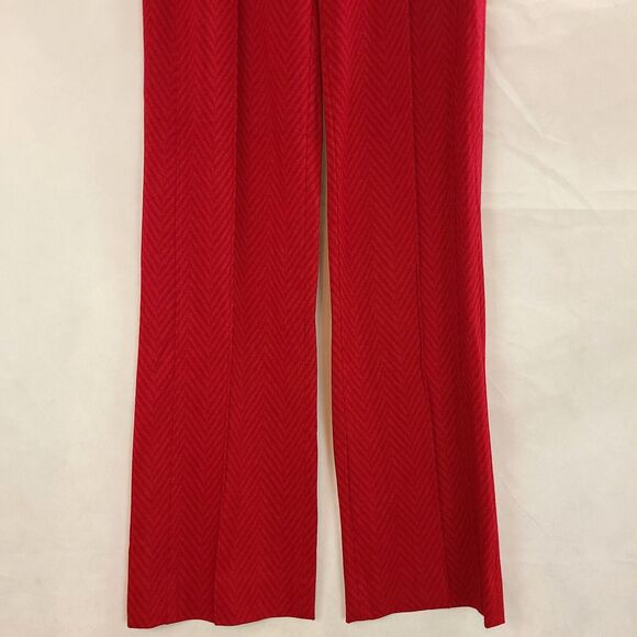 New MARC CAIN Womens (16) Red Herringbone Knit Side Zip Elastic Waist Pants $370 - Picture 3 of 10